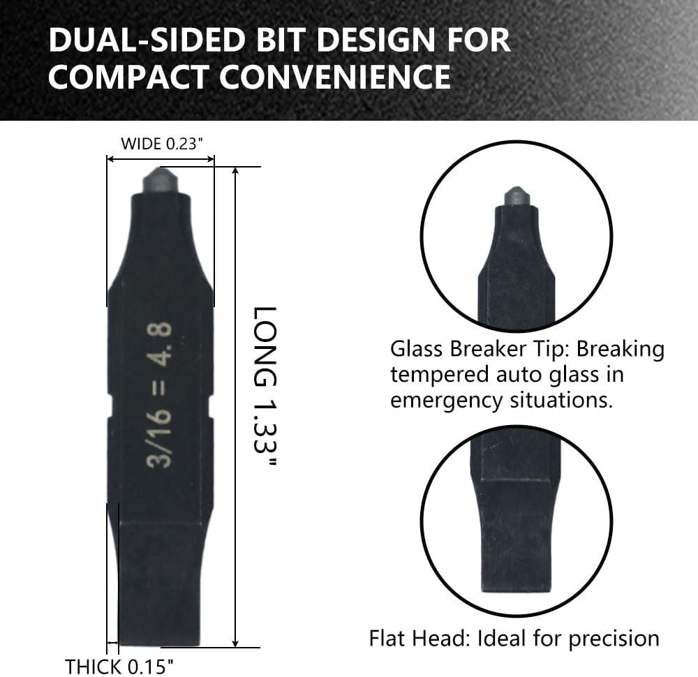 3Pack Glass Breaker Bit Set for Leatherman, Replacement Double-Ended Flat Screwd