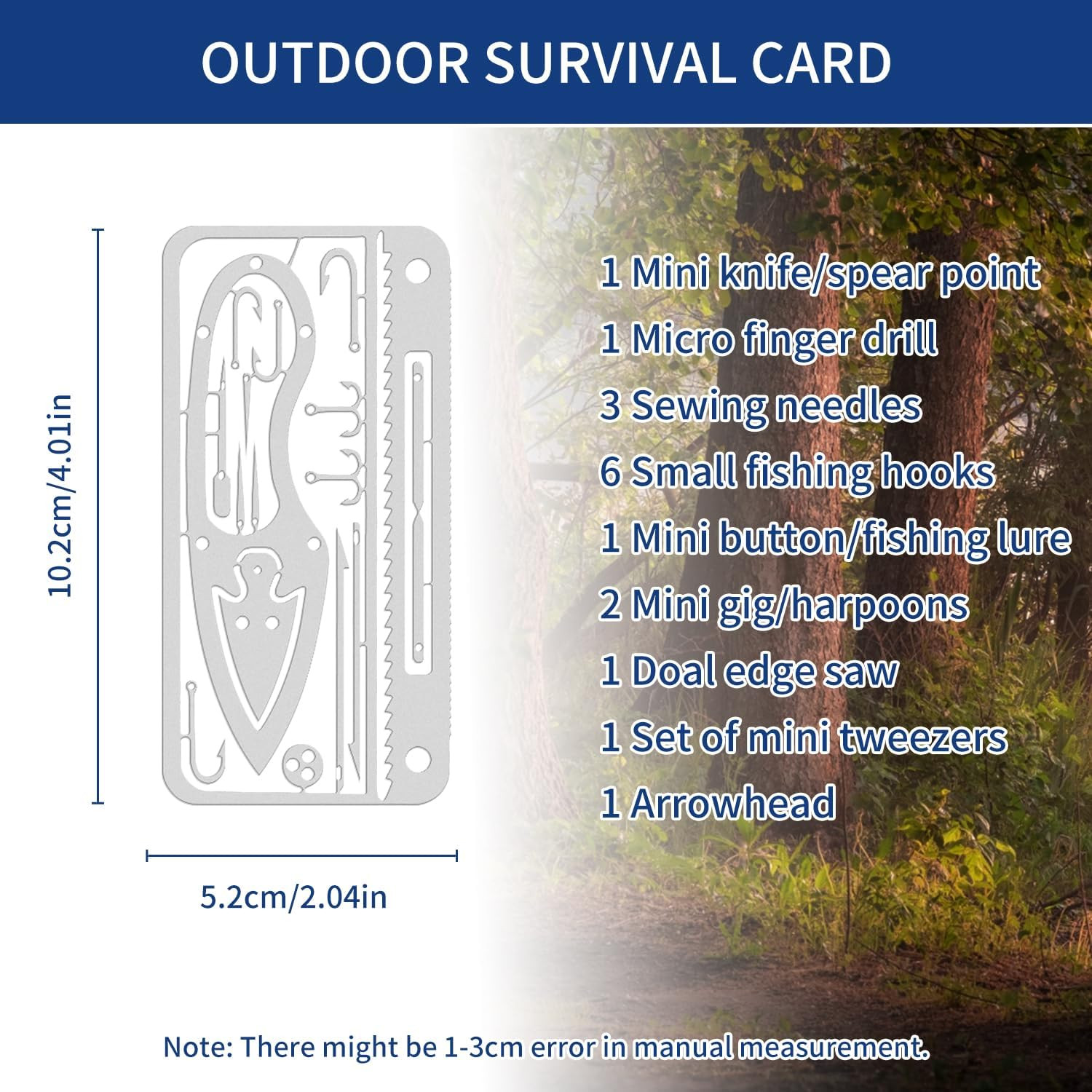 Survival Cards, Multitool Camping Tool EDC Kit for Outdoor Hiking, Fishing, Hunt