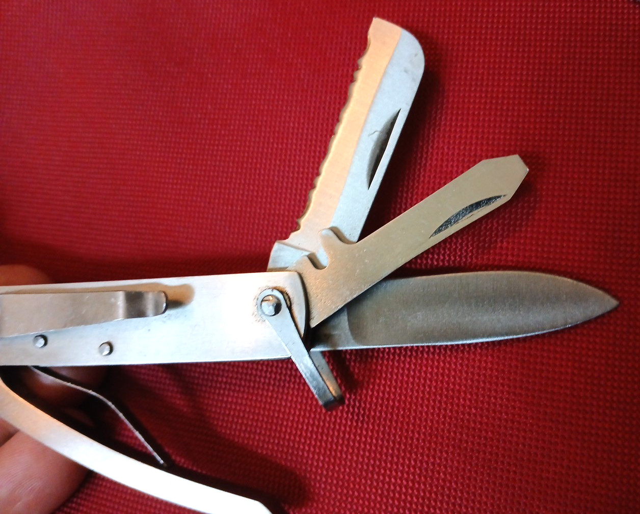 (LOT of 2) 10 & 8-Function Multitool SS Pliers, Saw, Knives, Screw Divers, File