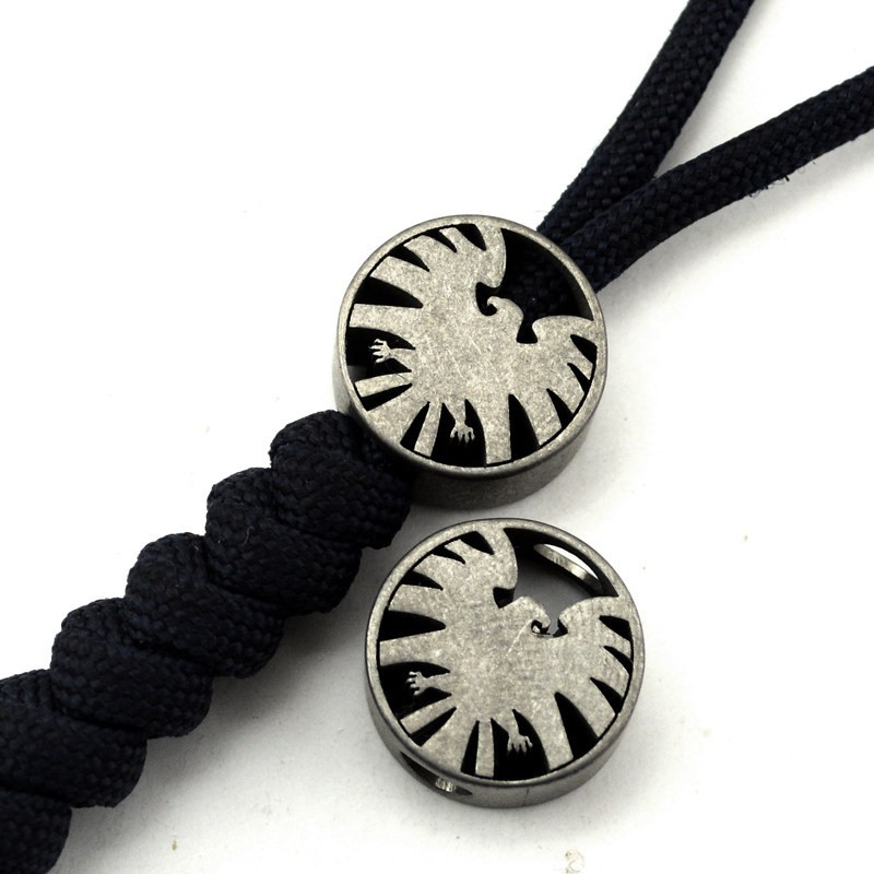 Bird Emblem Metal Knife Lanyard Bead EDC Zipper Pull Pendant Charm
