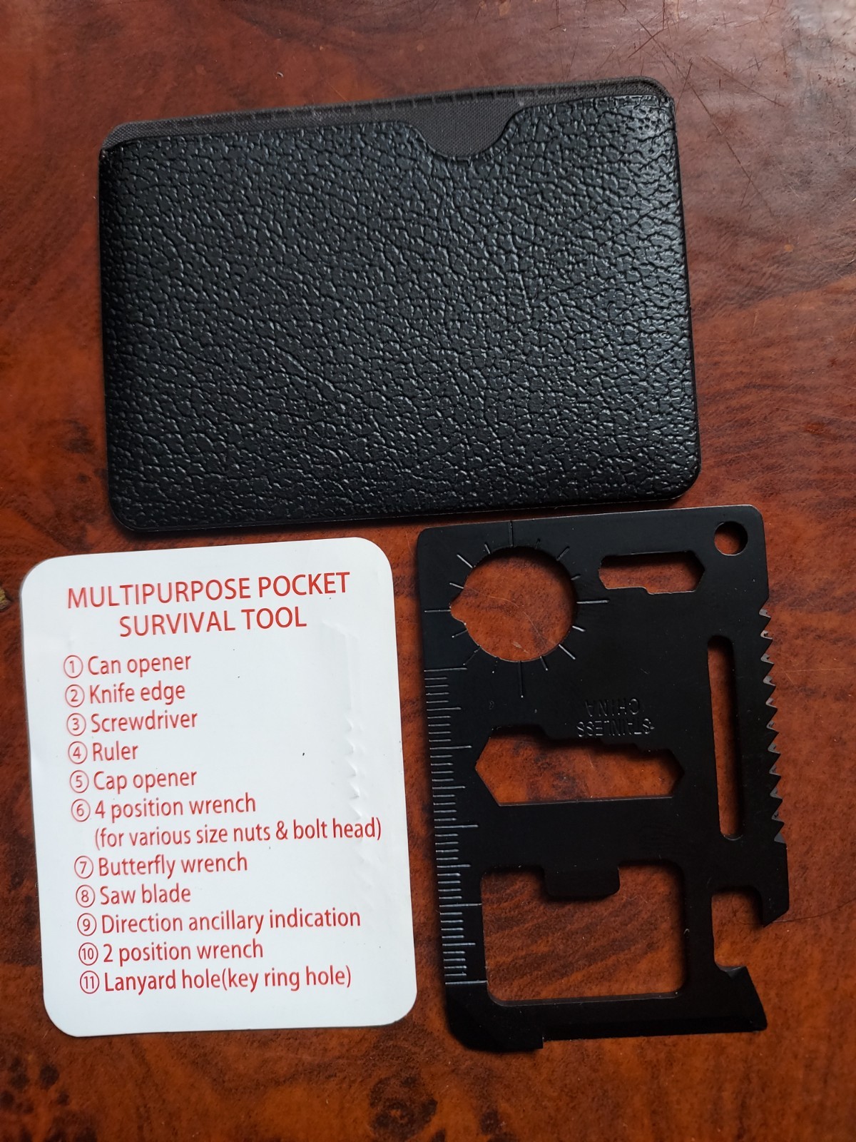 Multipurpose Pocket Survival Tool with holder – Stainless Steel