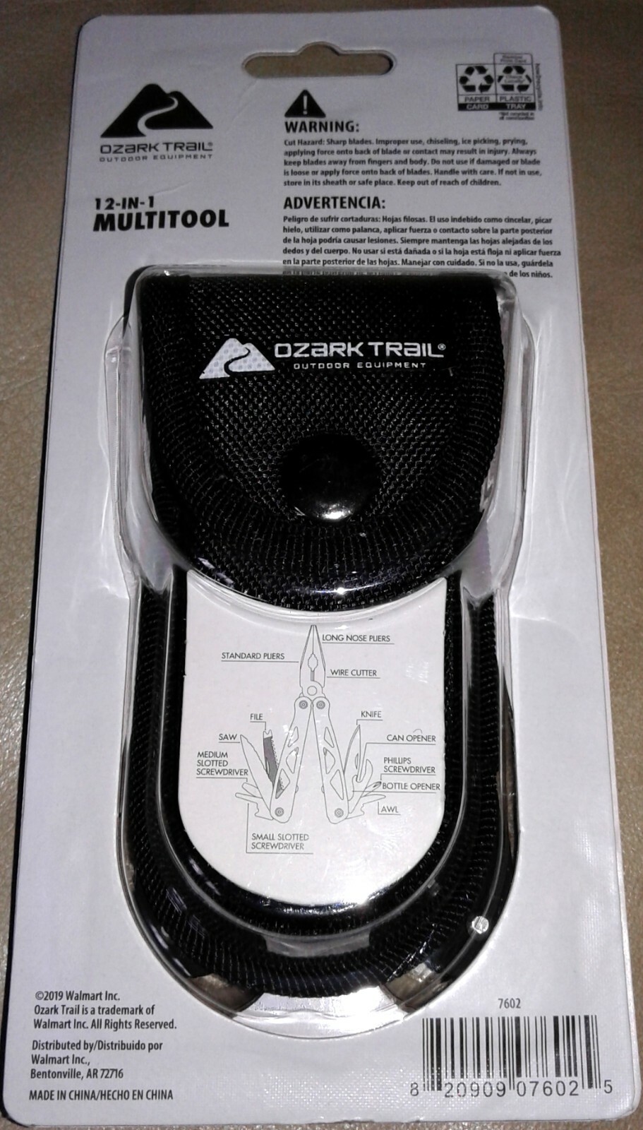 OZARK TRAIL 12-IN-1 BLACK MULTITOOL Includes Bonus Sheath Camping Auto Survival