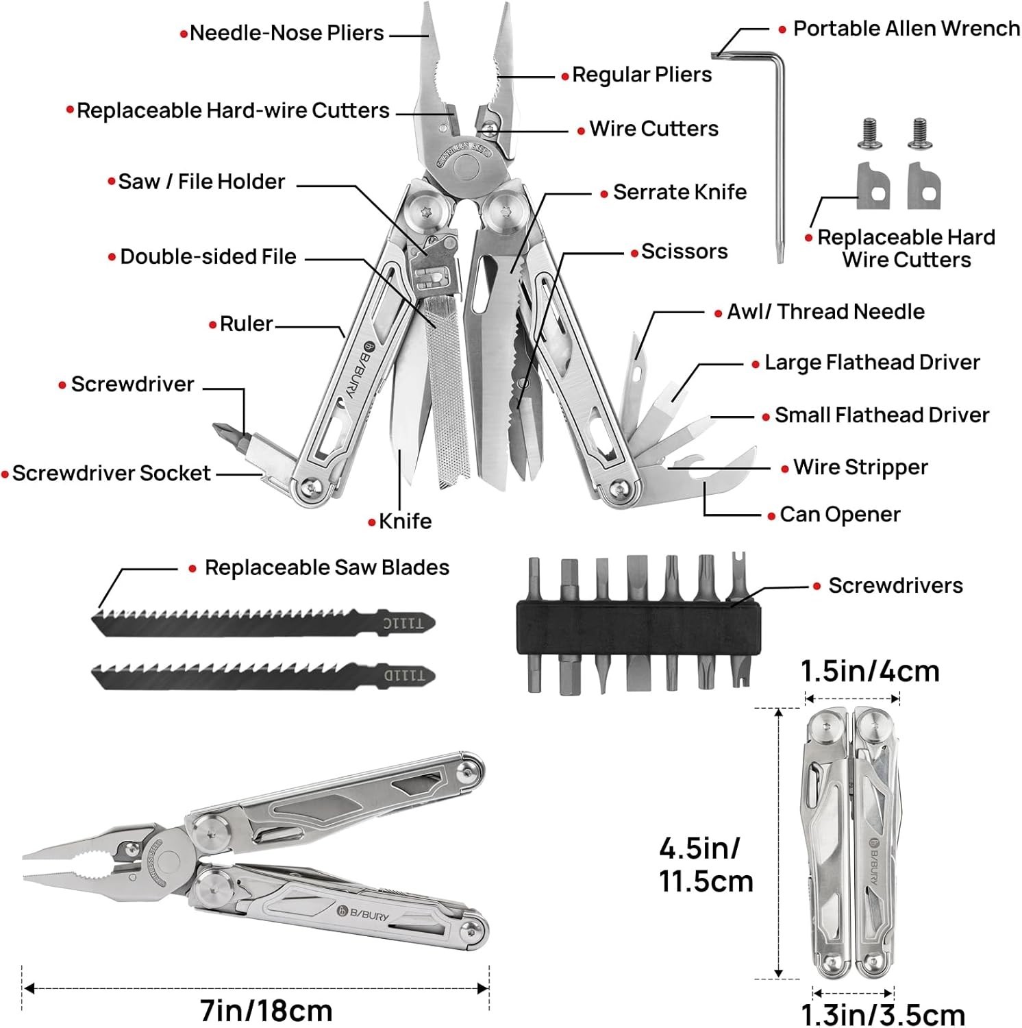 Multitool Pliers with Scissors & Screwdriver