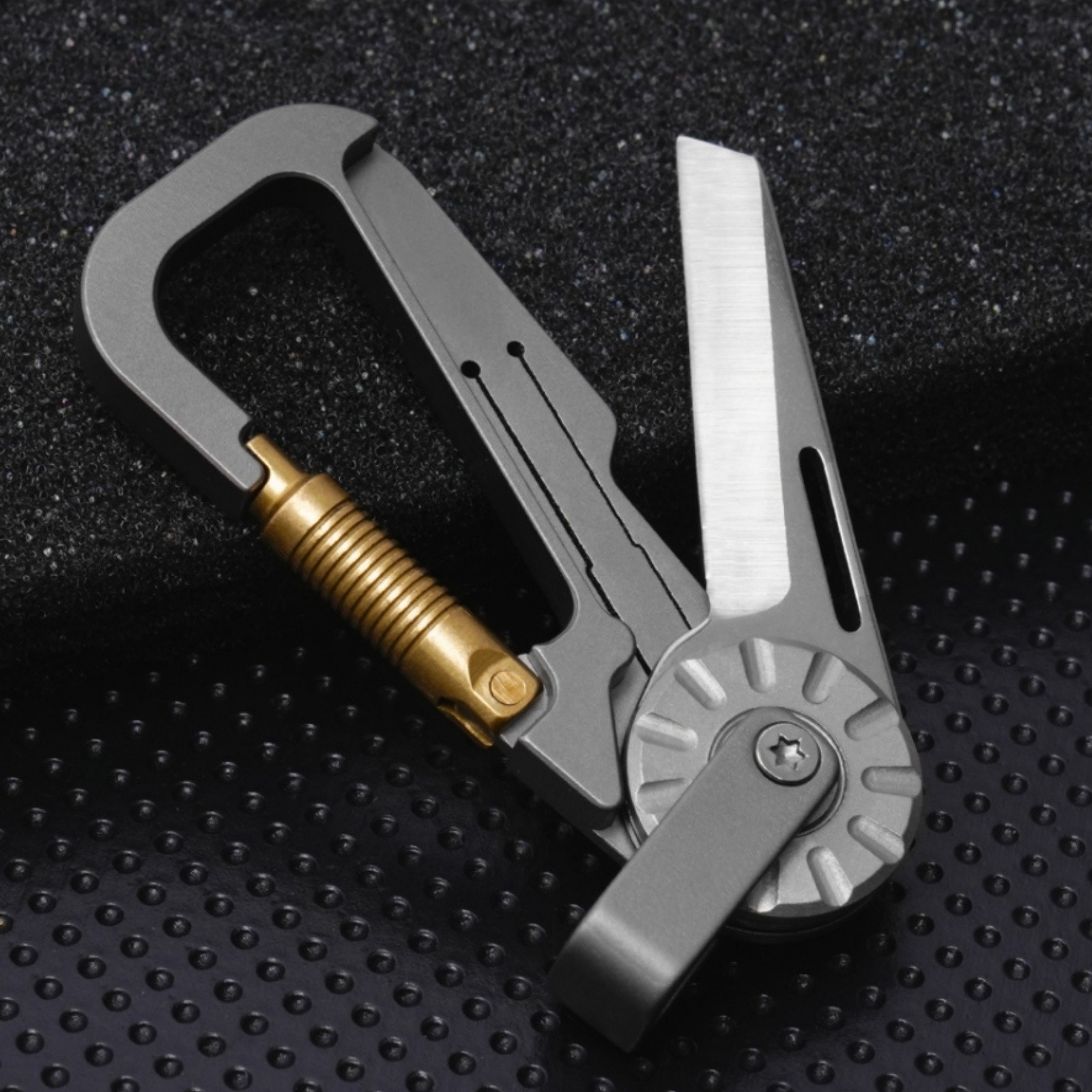 Titanium Alloy Keychain EDC Pocket Tool with Folding Mini Knife Lightweight