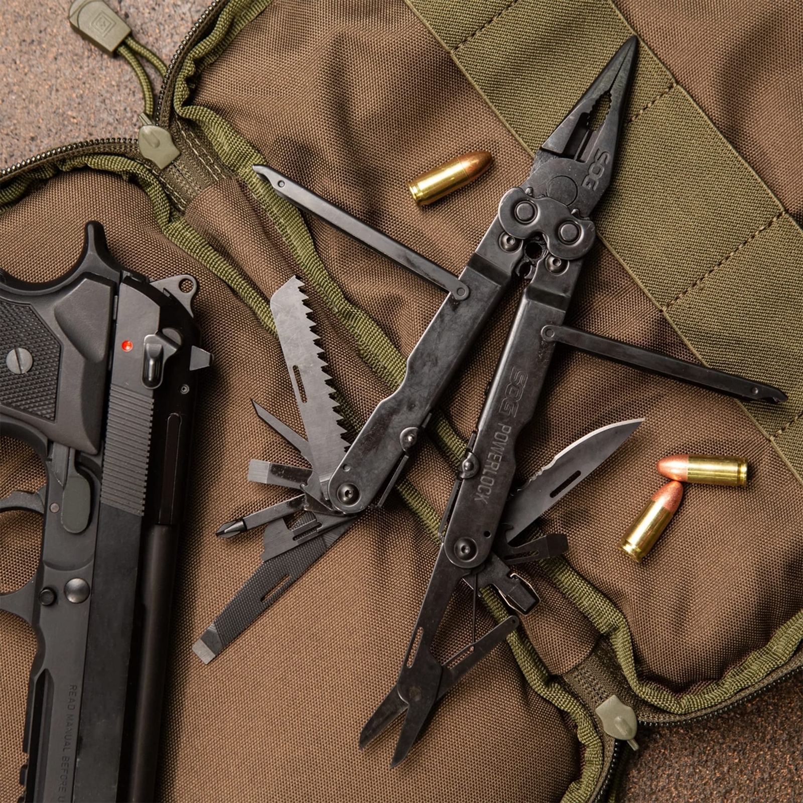 SOG PowerLock Oxide Stainless Steel Folding Knife 18 Multi Tool Pliers with