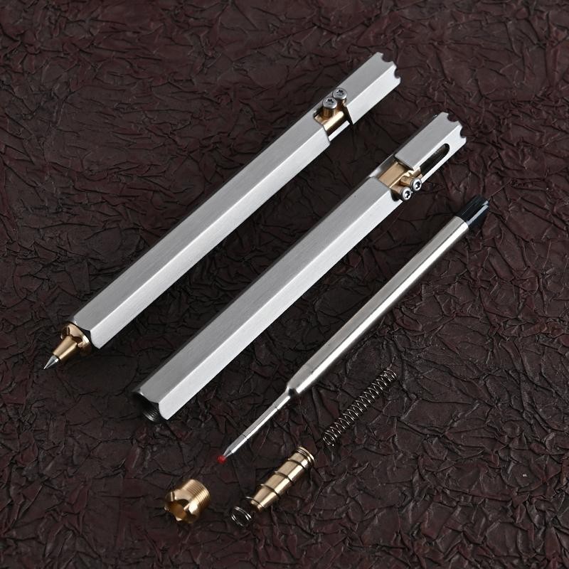 1pc Hexagonal Stainless Steel Tactical Pen Multi Tool Glass Breaker Writing Edc