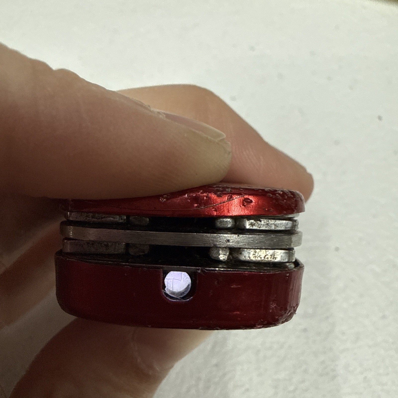 Snap-On Red Mini Keychain Flashlight Multi Tool