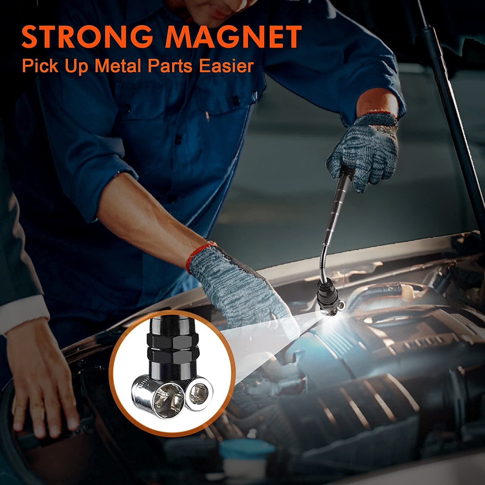 LED Magnetic Pickup Tool: Telescoping, Lighted DIYers/Handymen – Gift for Men