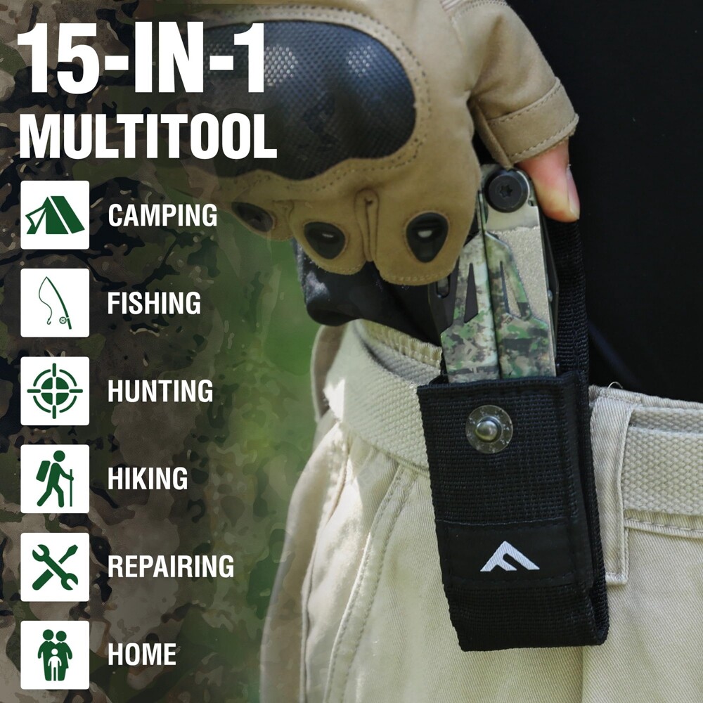 15-in-1 Multitool Plier Multi Tool Pocket Knife Stainless Steel w/Sheath