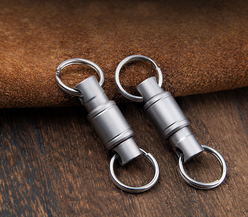 EDC TC4 Titanium Insert Buckle Gimbal Ring Portable Double Keychain Pendant Tool
