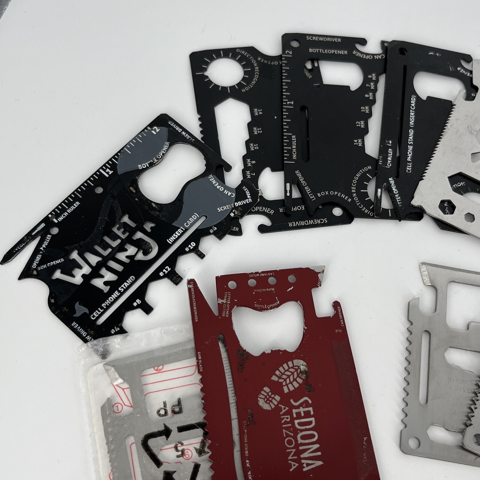 LOT OF 20 METAL WALLET/CREDIT CARD MUTI-TOOLS AND POCKET KNIFE SAFETY TOOLS