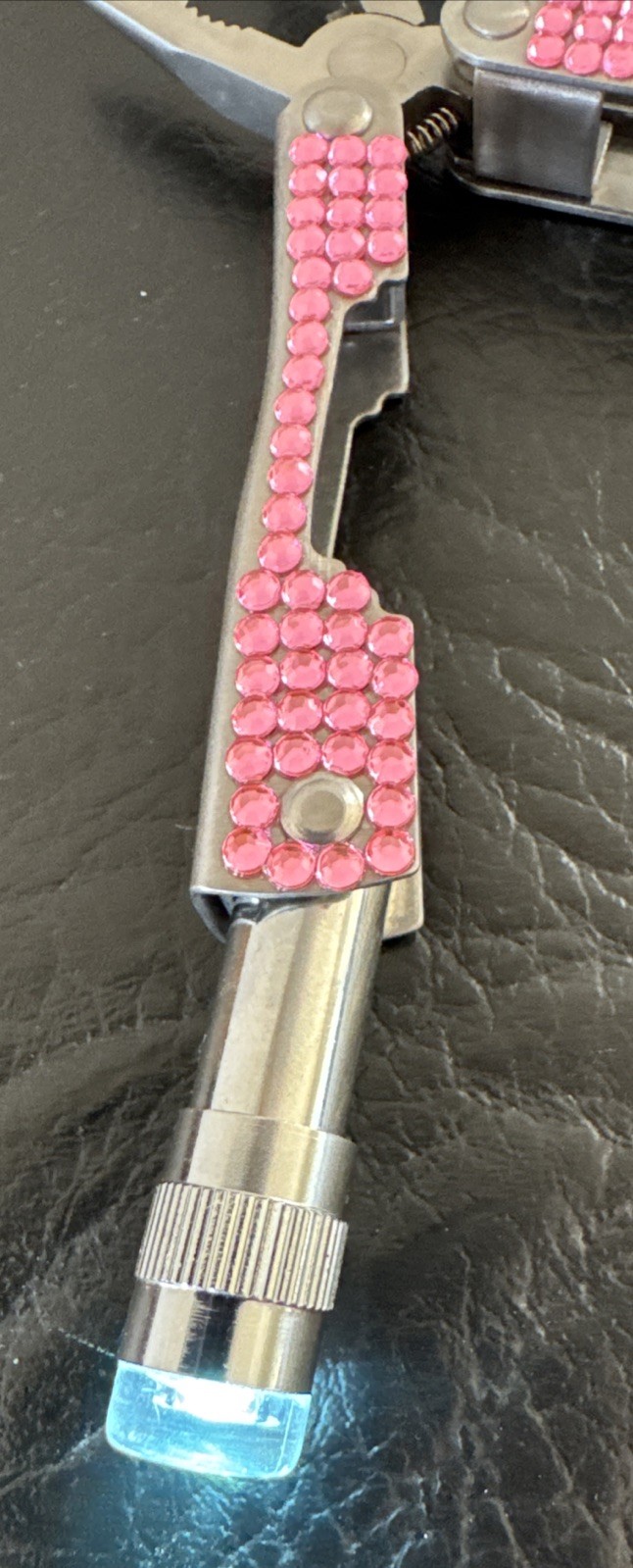 Avon Pink Bejeweled Multi Tool With Light NIB WORKS