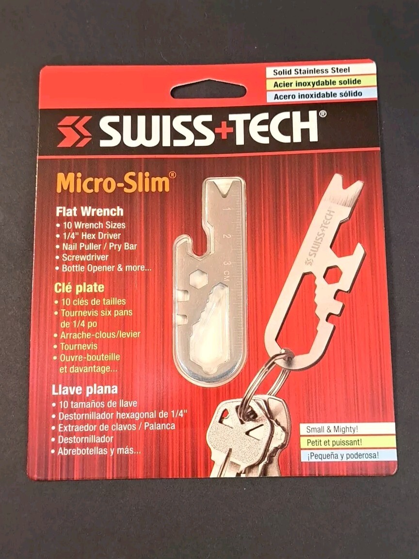 Swiss+Tech Micro-Slim Keychain Bottle Opener Pry Bar Screwdriver Multi-Tool