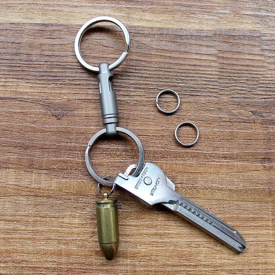 Hot Titanium Alloy Portable Quick Hanging Buckle Elastic Keychain KeyRingPendant