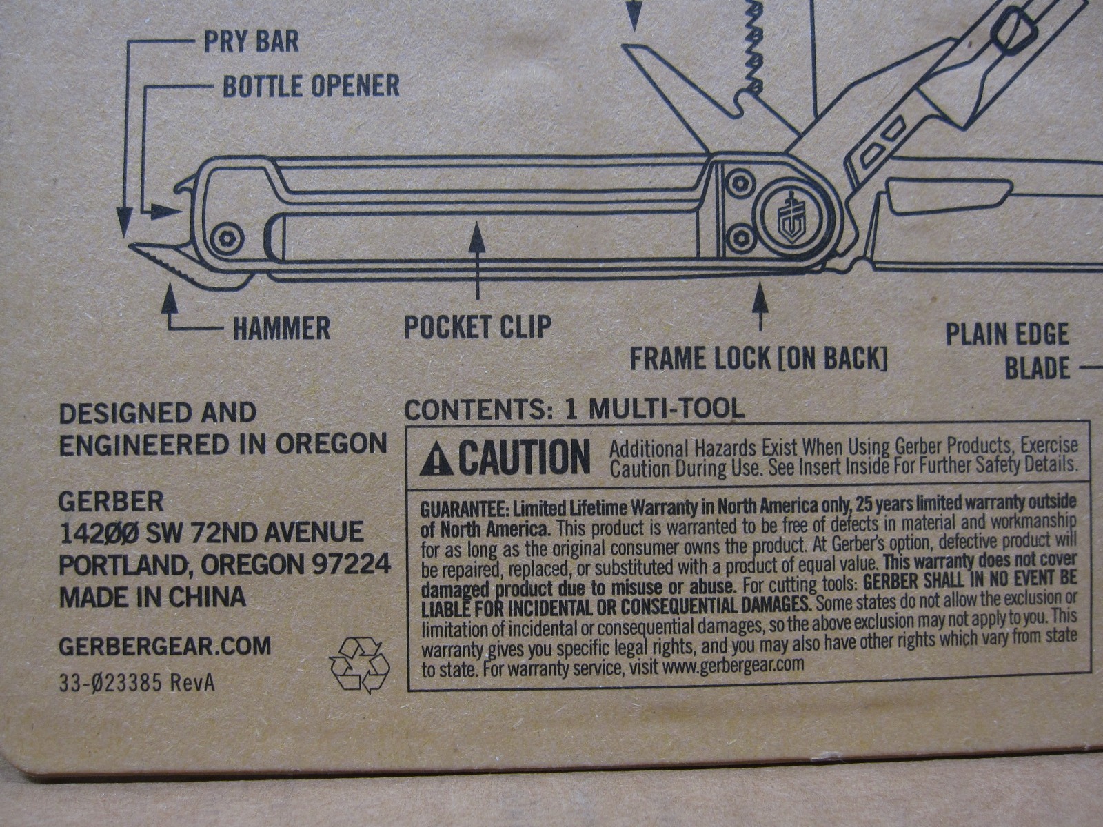 Gerber Armbar Trade Multi-Tool 2.5″ Stainless Steel Blade 8 Functions
