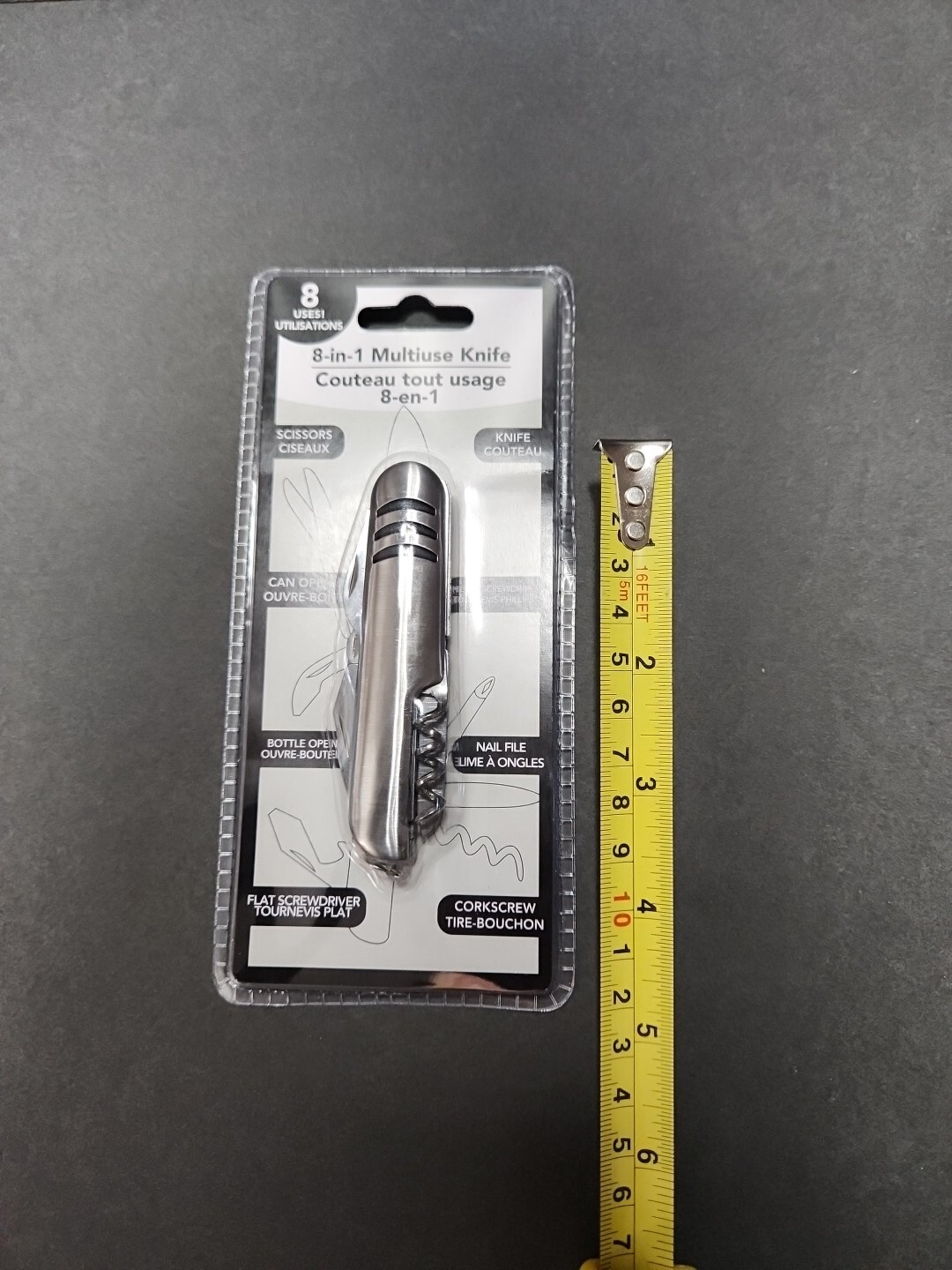 8-in-1 Multiuse Pocket Knife Utility Hand Tool 3.5in Long