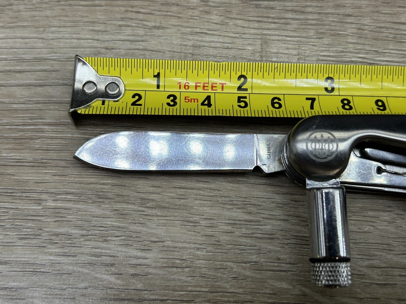 Vintage Beretta Silver Tone 10-Tool Multi-Tool Pocket Knife