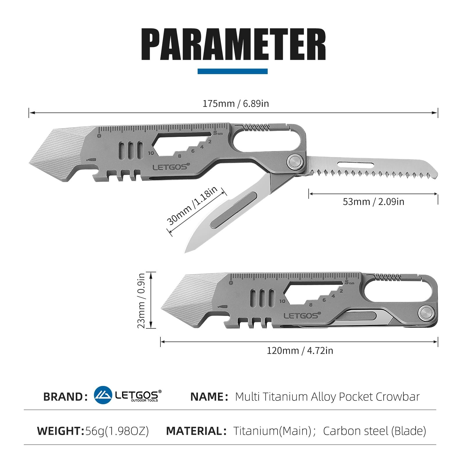 17 in 1 Multi Titanium Alloy Pocket Tool Portable Folding EDC with Carry-on P…