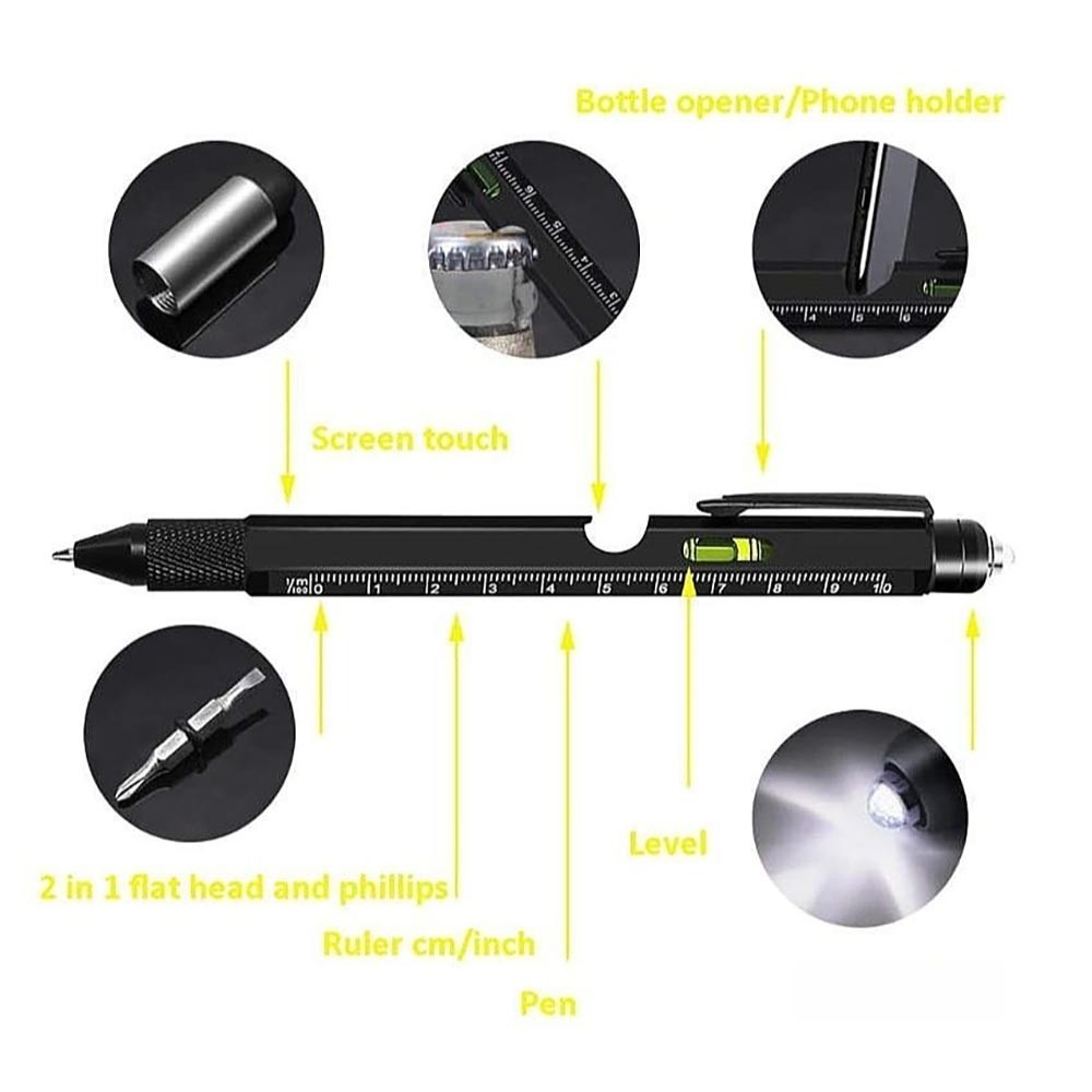 Efficient Rust-Proof Long-Lasting Ergonomic Non-Slip Modern 9-in-1 Multitool Pen