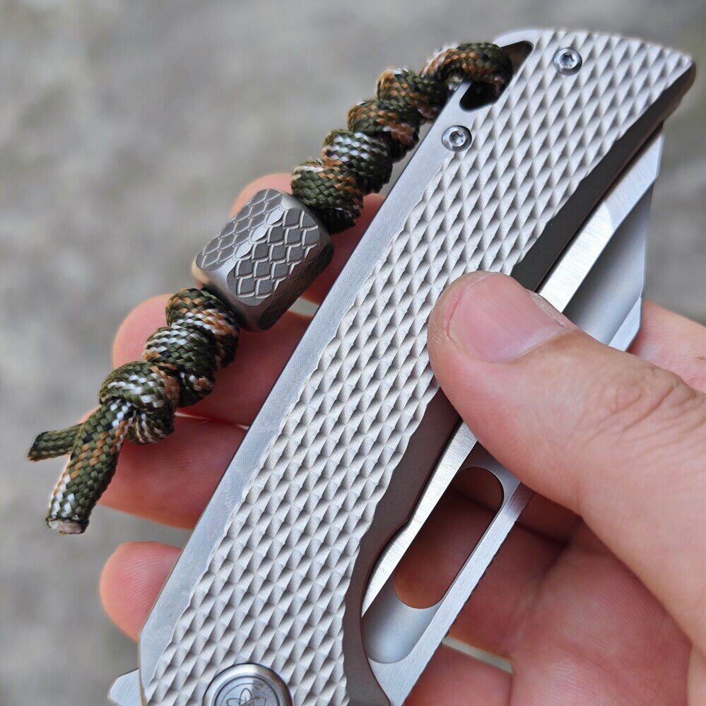 Titanium Alloy Hex Dragon Scale Lanyard Bead EDC Paracord Gear Pendant Charm