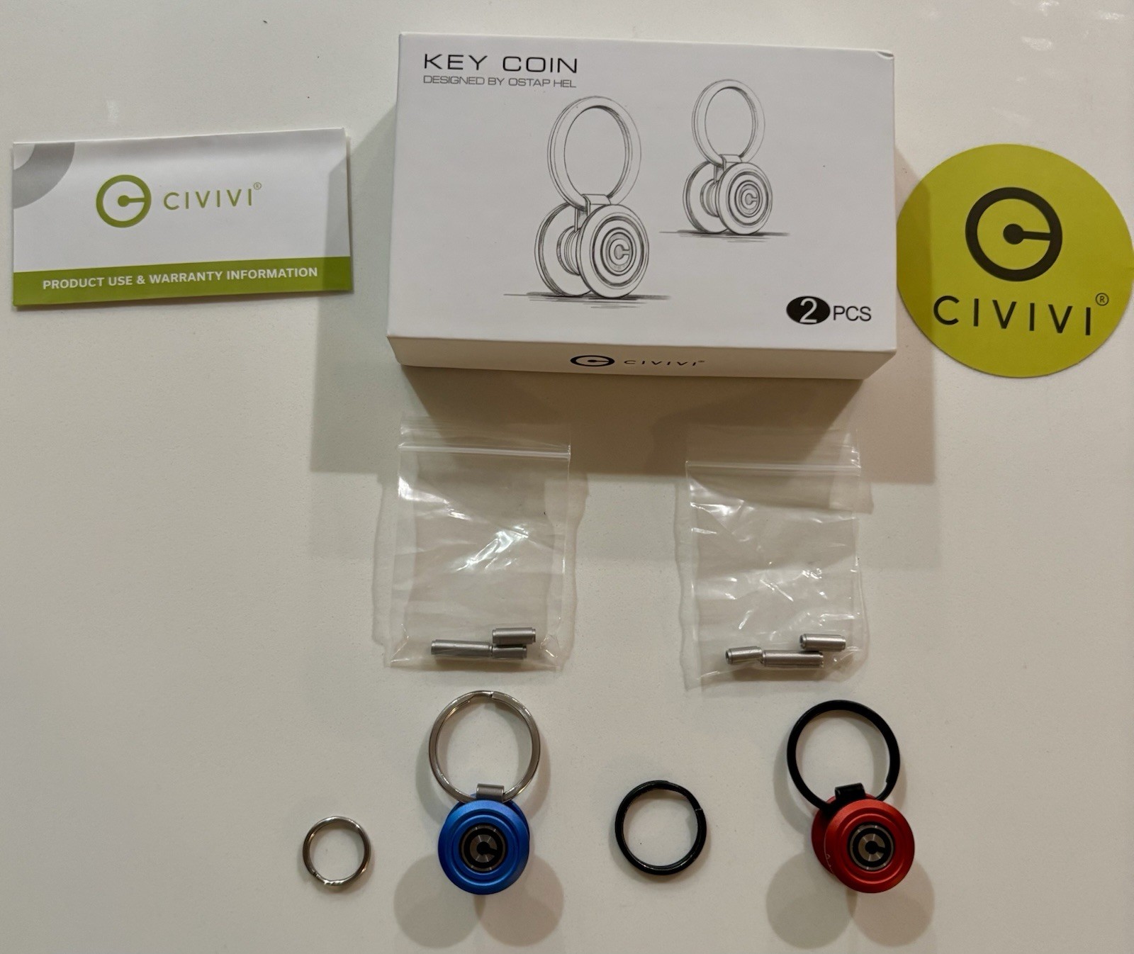 Civivi Key Coin Red & Blue Aluminum Pocket Key Organizer Multi-Tool Set 230563