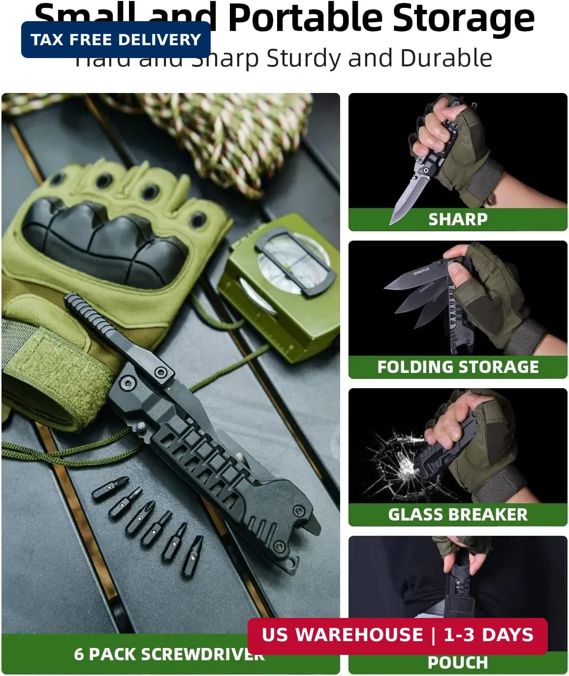 Multitool Knife 17 in 1Fire Starting Sticks, Bottle Opener, Saw Screwdrivers Bot