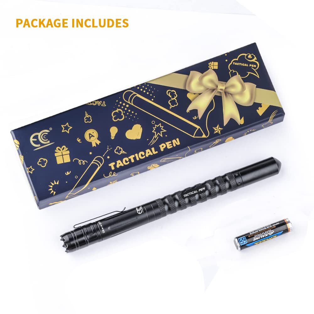 Tactical Pen w/LED Flashlight & Glass Breaker – Self-Defense Survival Writing…