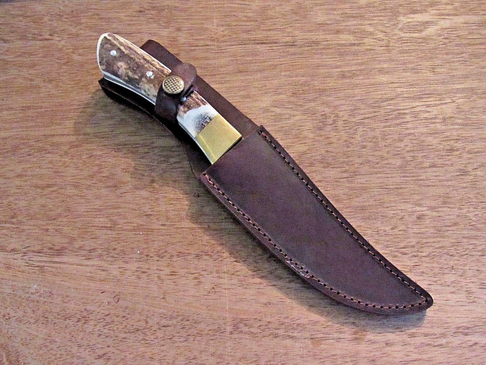 DAMASCUS STAG DM1001 SKINNER KNIFE DAMASCUS STEEL BLADE WITH SHEATH & BOX NEW