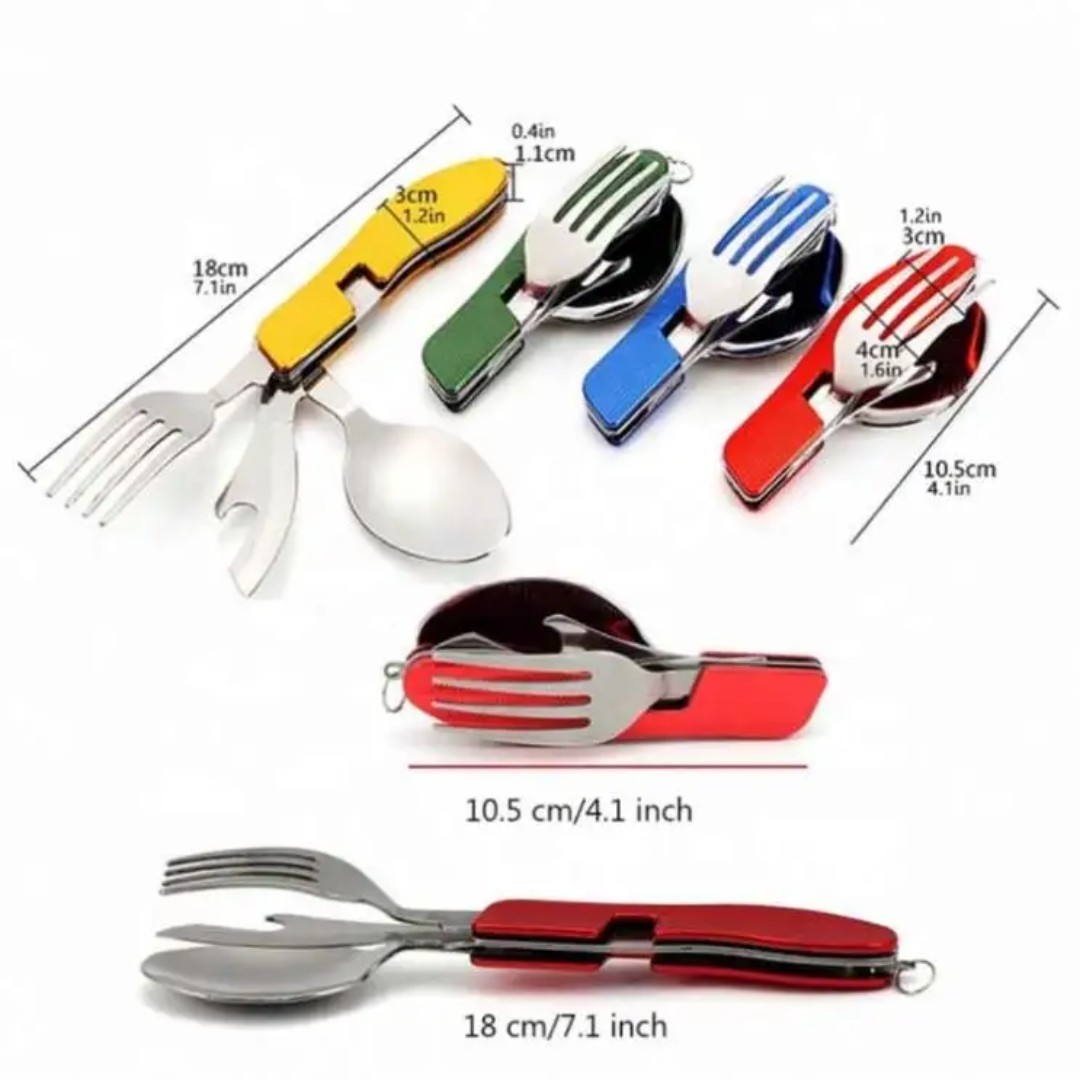Stainless Steel Multi-Tool Fork Spoon Bottle Opener, Multicolor, 7.1in