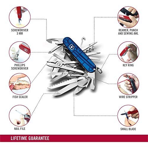 Victorinox Swiss Champ T2 Blue Transparent 33-Function Knife 1.6795.T2 New