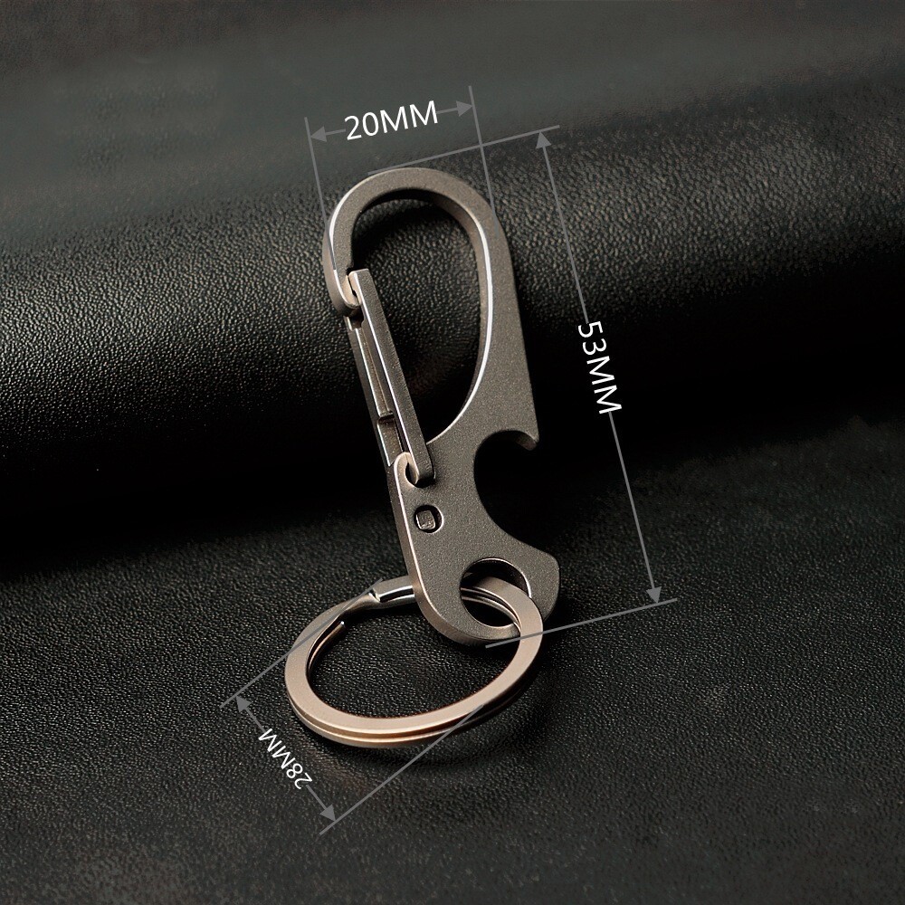 EDC Titanium Alloy Keychain + 28MM Steel Key Ring Hanging Buckle Portable Tool
