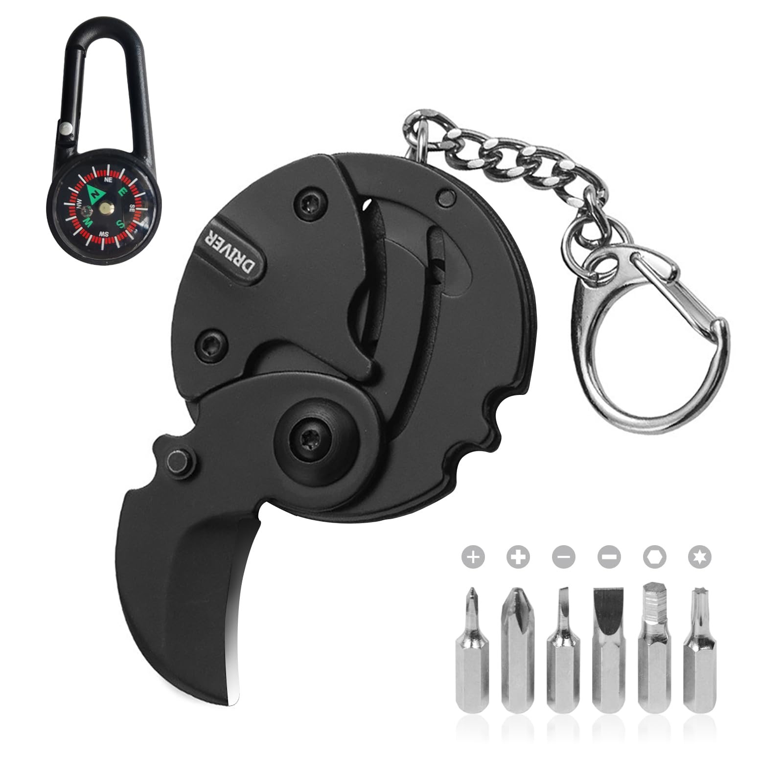 7-in-1 mini outdoor folding multifunctional tool – Small EDC Multitool with S…