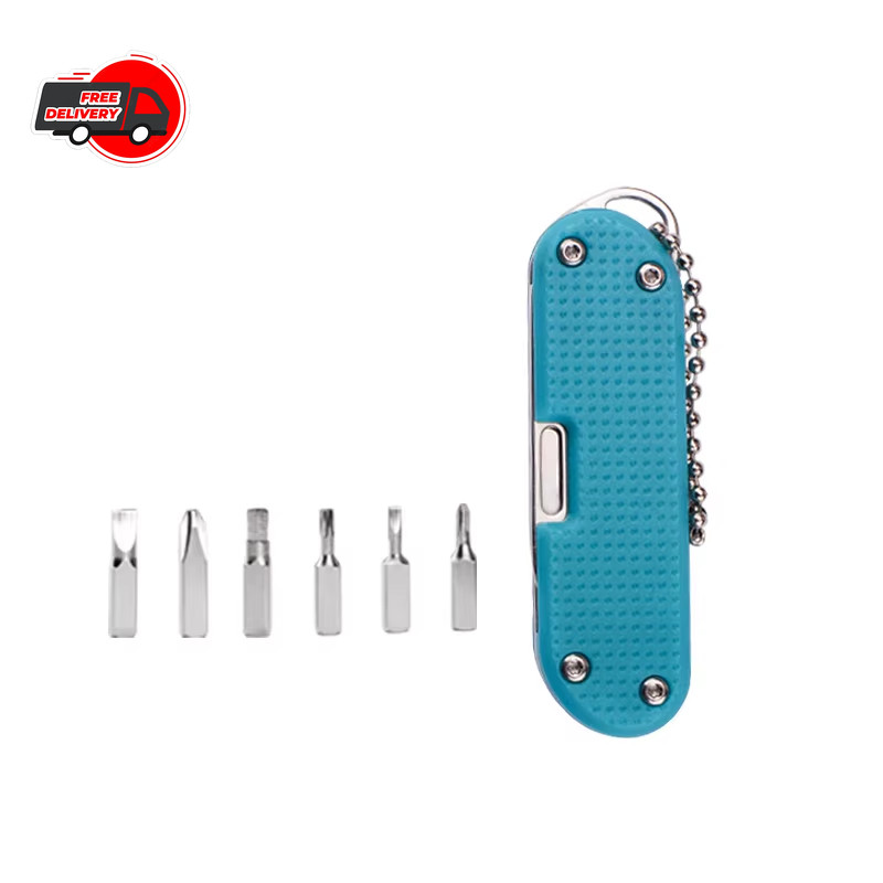 1pc Multifunctional Folding Knife Keychain Tool with Screwdriver Stainless Steel
