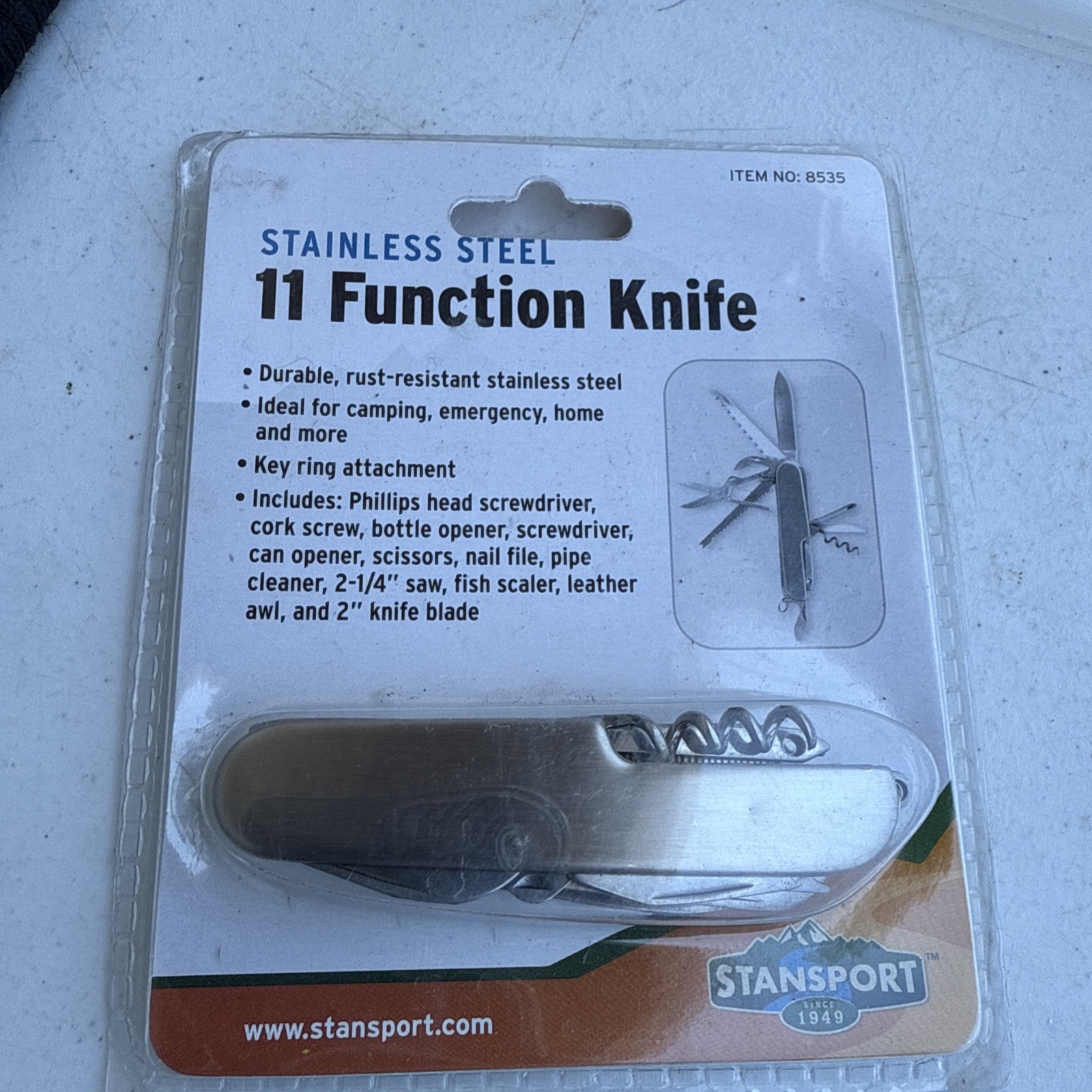 Stansport Multi Tool 11 Function Knife Stainless Steel Rust Resistant Key Ring