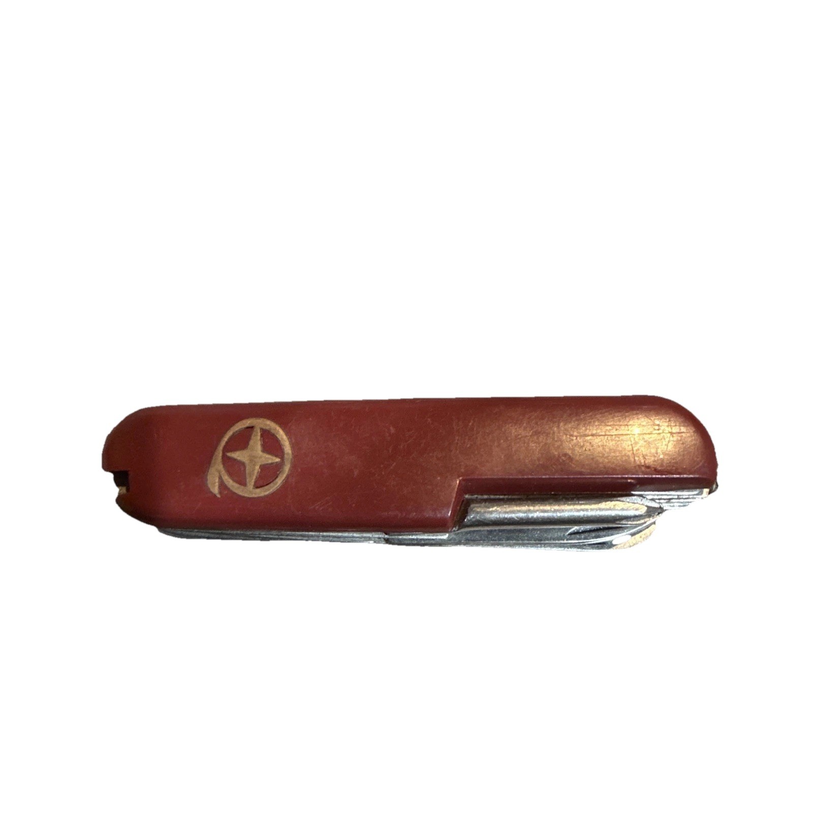 Red Folding 7-Tool Pocket Multi-Tool Knife, 2in Straight Edge, Stainless