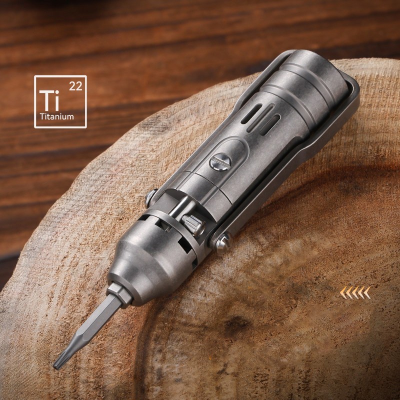 Titanium Alloy Ratchet Screwdriver EDC Multi Tool with Bits Compact Pocket Tool