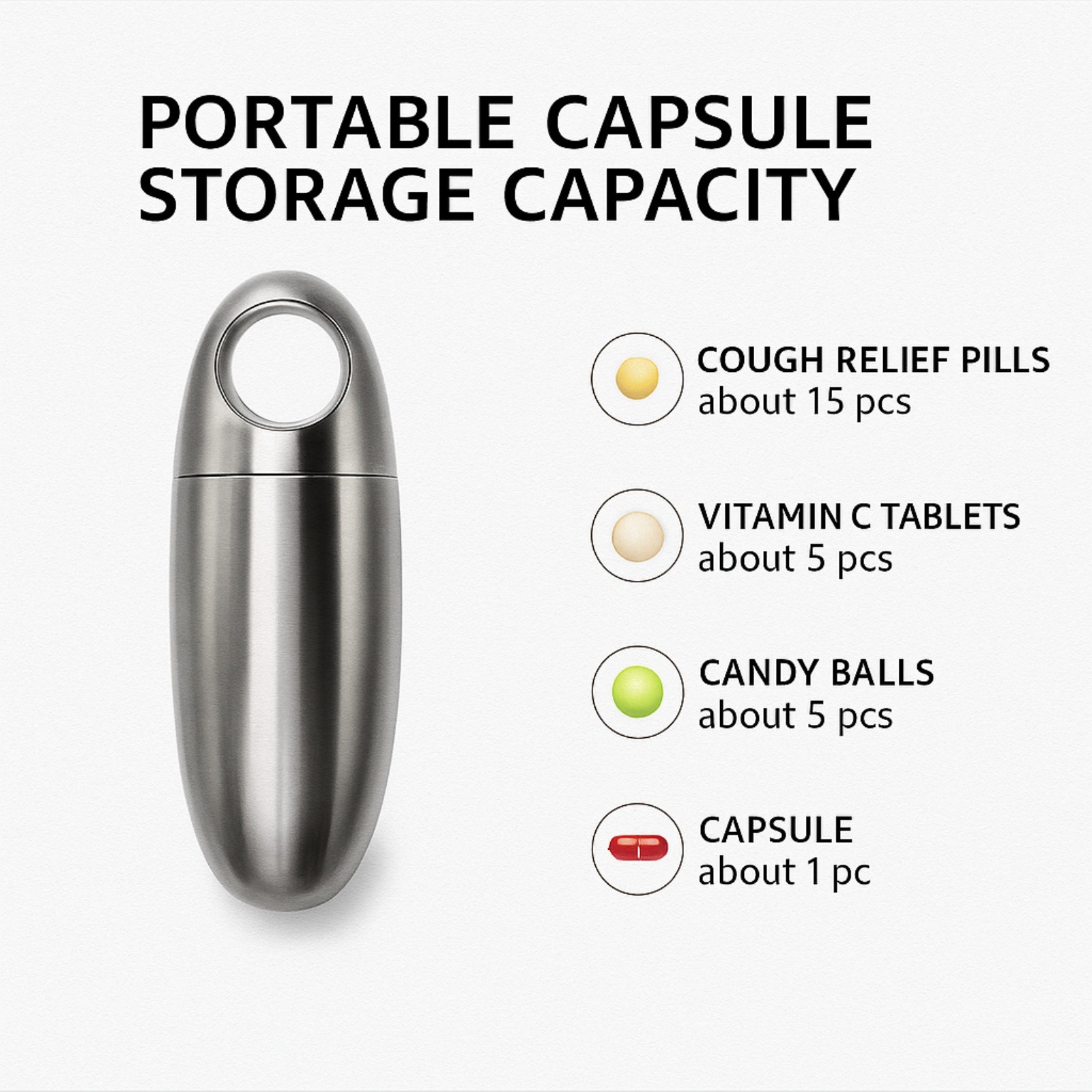 Titanium Alloy Waterproof Capsule Pill Box Keychain Travel EDC Tool Portable