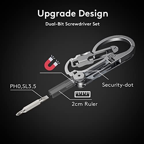 Titanium Carabiner Keychain Knife EDC Multitool Pocket Clip, Replaceable Blade,