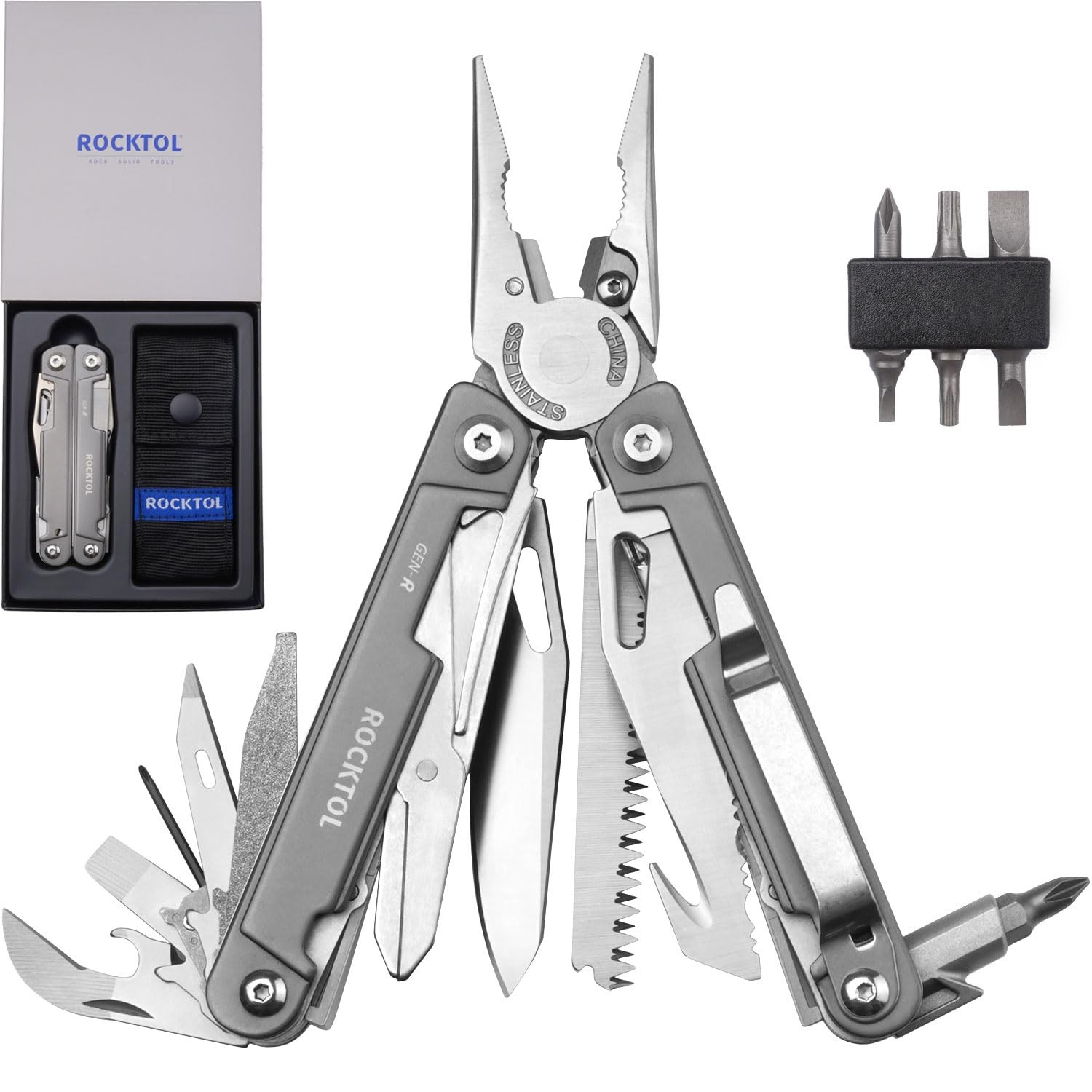 Multitool Pliers, EDC Multitool Pocket Knife VG10 Blade, 27-in-1 Multi-tool w…