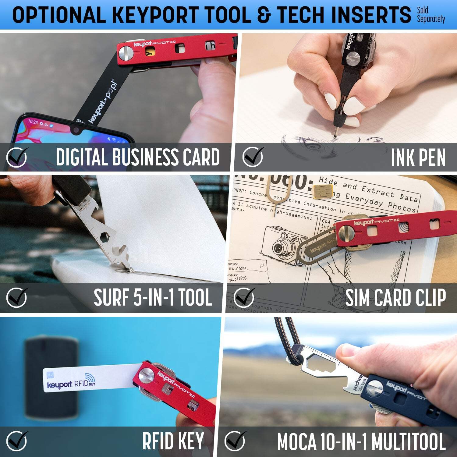 Keyport Pivot 2.0 – Aluminum Premium Key Organizer Keychain EDC Multi-Tool