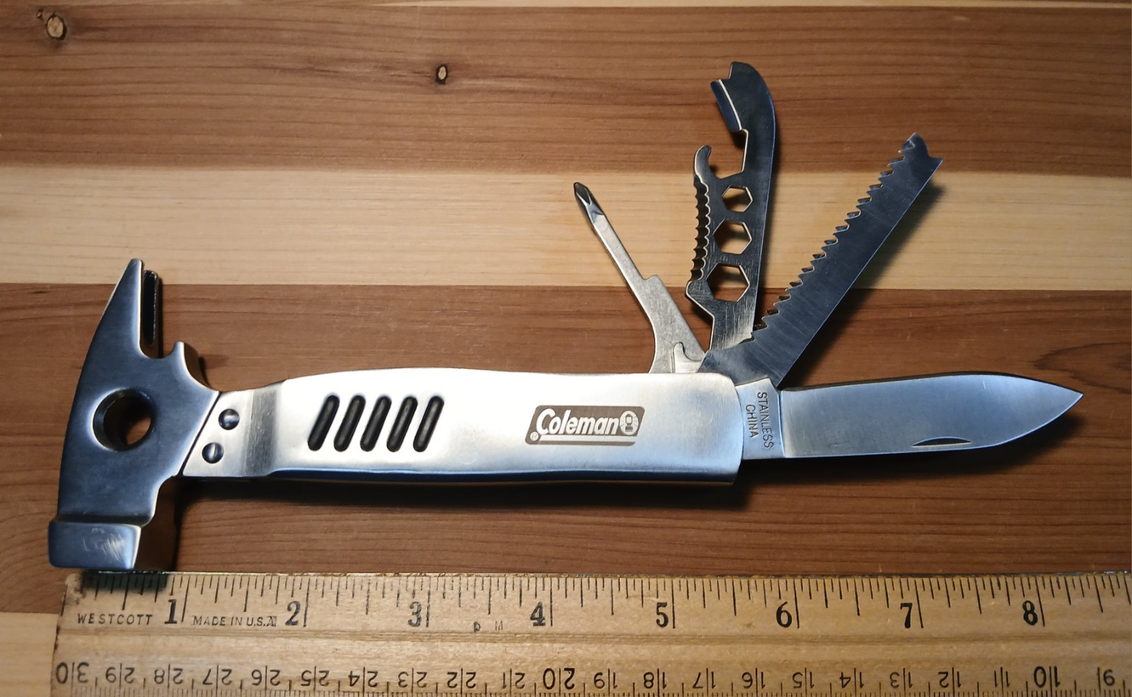 Coleman Stainless Steel Multi Tool w/Bottle Opener, Hammer, Knife, Belt Pouch