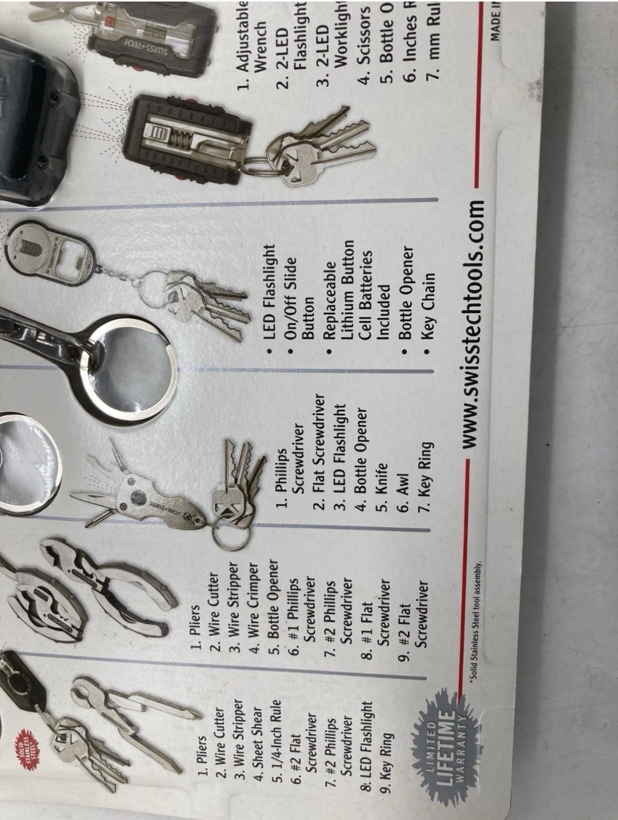 SWISS TECH Micro Tool 5 Pc Set XL900 Key Ring Flashlight Wrench Screwdriver NEW