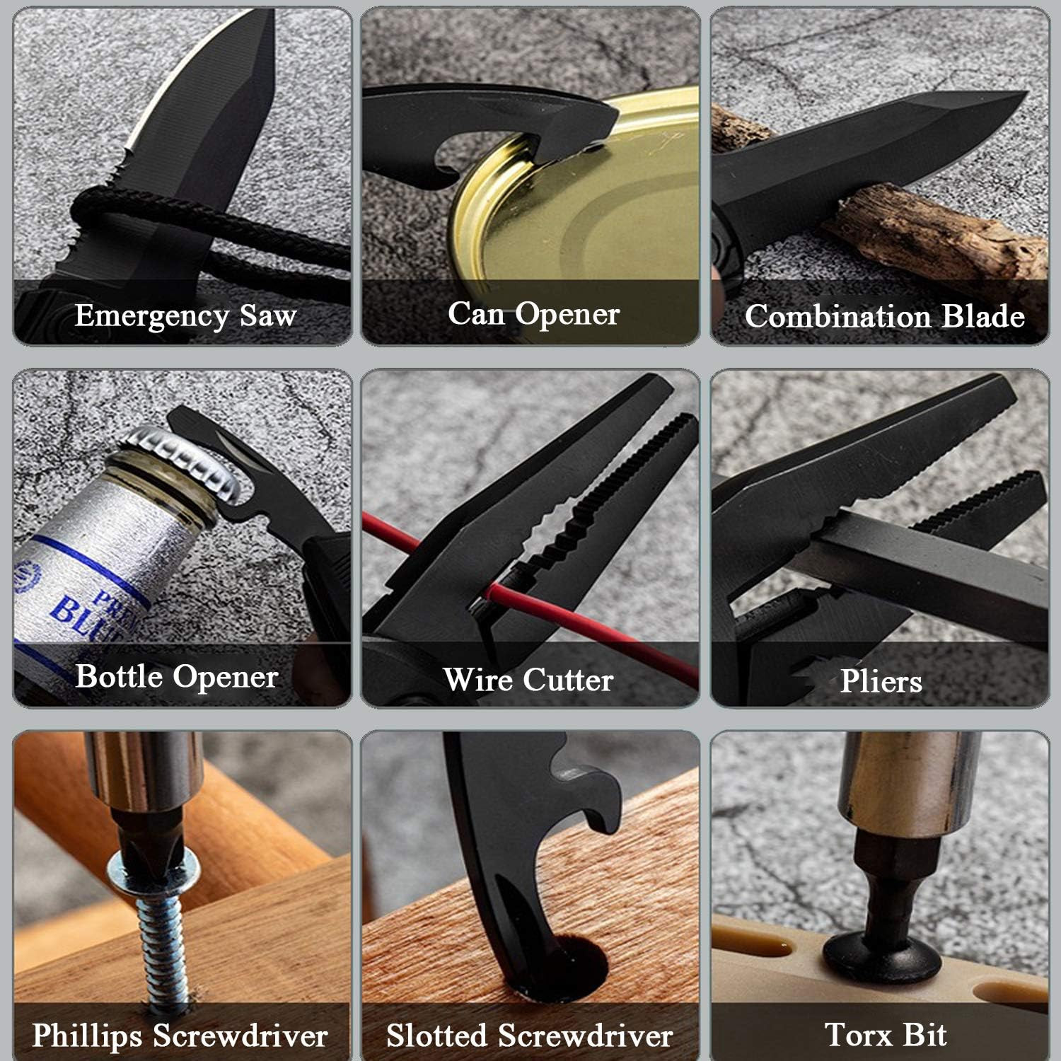 Ultimate 15 in 1 Black Multitool Pocket Knife with Pliers Screwdrivers and More