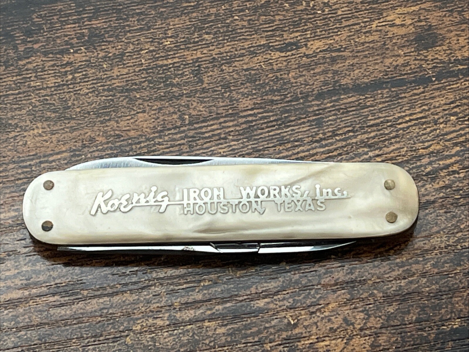 Vintage Solingen Germany Pocket Knife Koenig Iron Works Houston TX Collectible