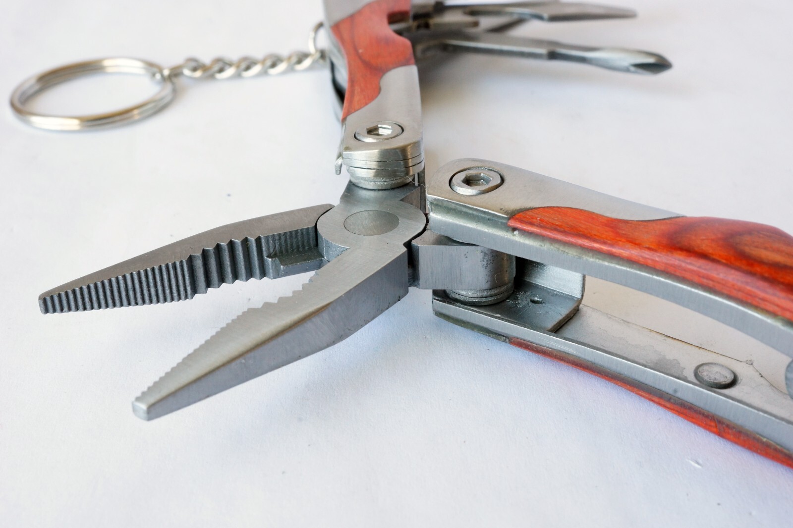 Survival Stainless Steel Multi Tool Plier 9 In 1 Portable Compact Wood Handle