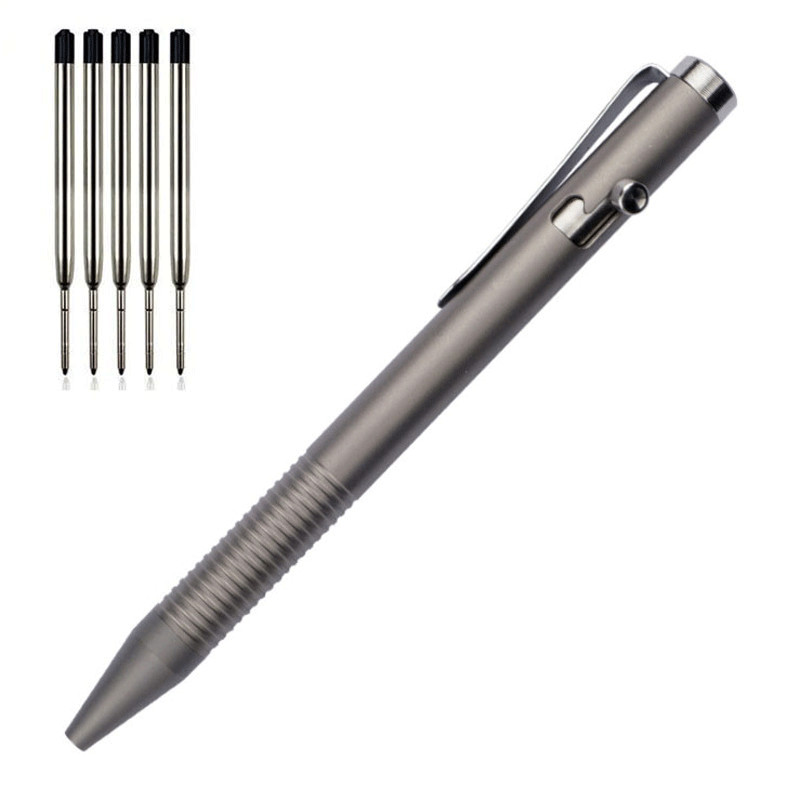 Titanium Alloy Bolt Action Pocket Ball Pen Signature Tactical EDC Pen G2 Refill