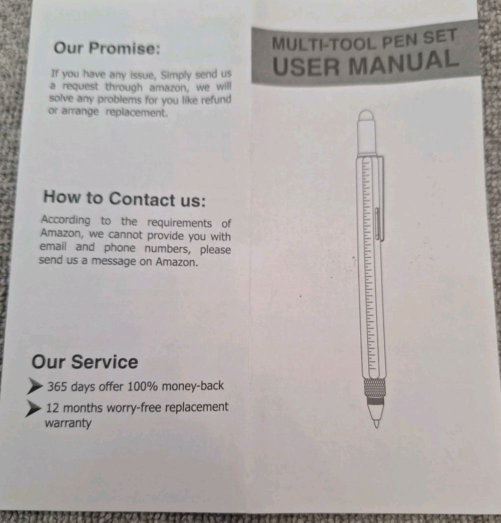 Multitool Pen 6 in 1 Tools Pen-Stylist-Ruler-Bubble Level-Philips & Flathead SD
