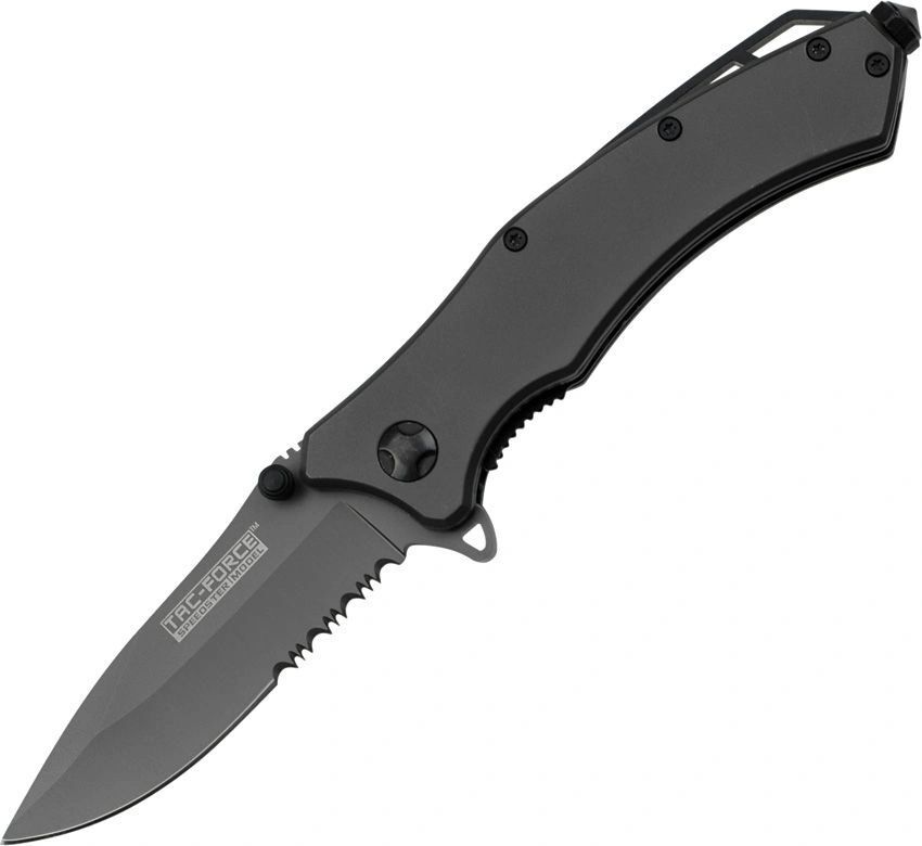 Tac-Force- Speedster A/O 3.25″ TiNi coated part. serrated 2Cr13 blade, TF-820GY