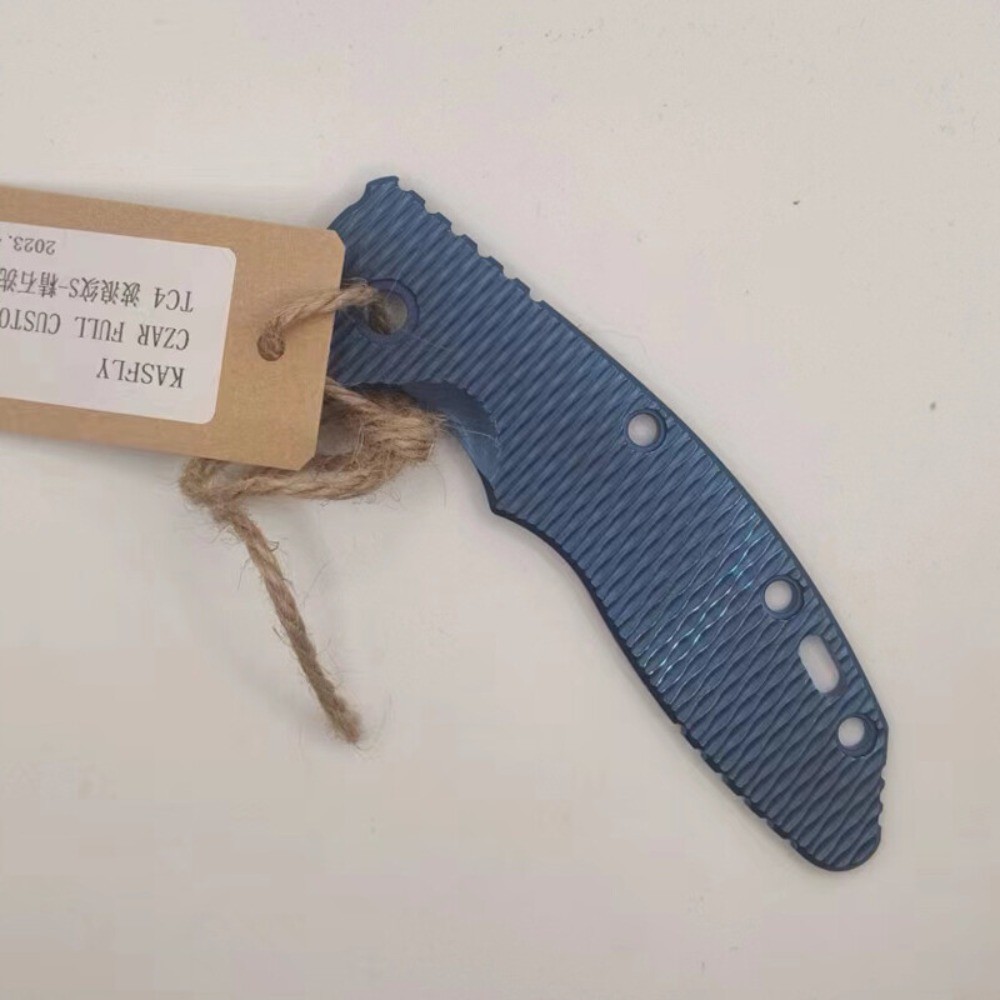 Blue Wave Pattern TC4 Handle Scale for Rick Hinderer XM18 3.5”
