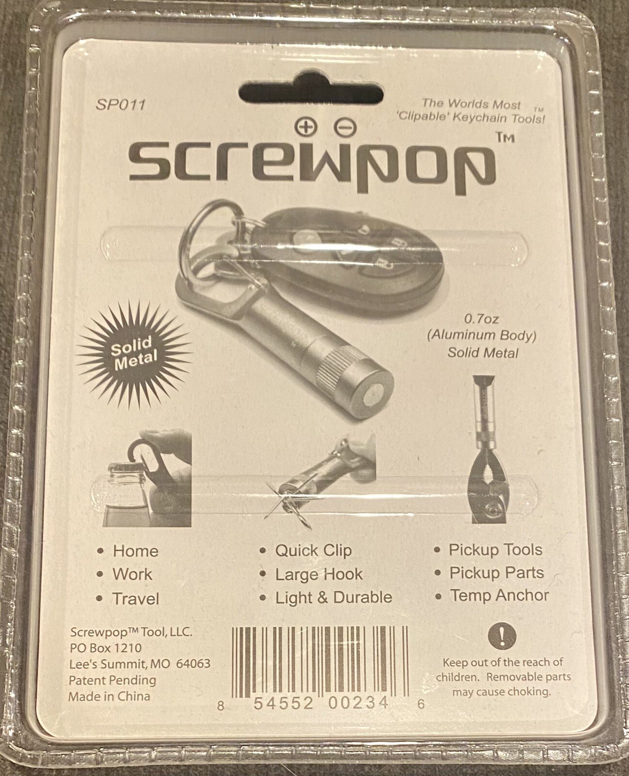 Screwpop Keychain Tools Flashlight + Bottle Opener Clipable 19 Lumens NEW